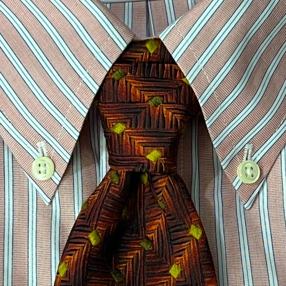 Ermenegildo Zegna Made in Italy Mens Vtg Necktie Brown Gold 100% Silk Luxury Tie - Picture 4 of 10